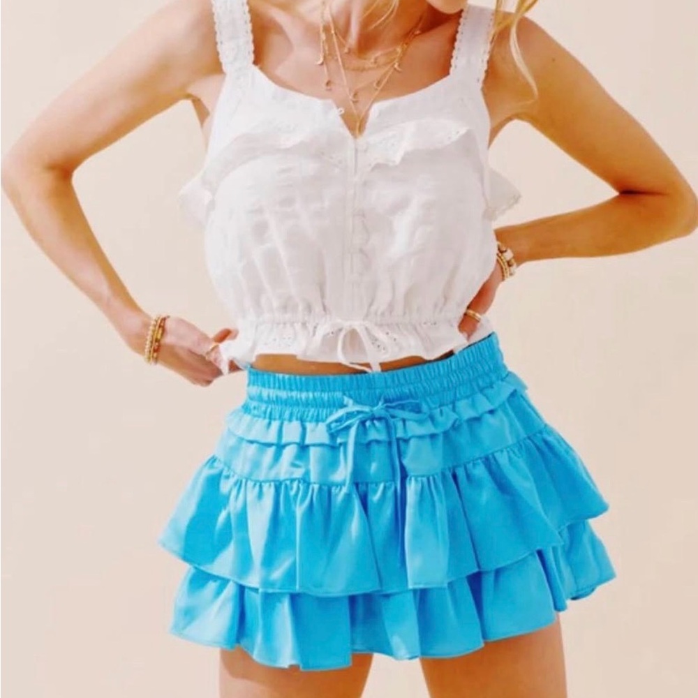 DO+BE Blue Ruffled Mini Skirt